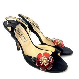 Jimmy Choo 3D Red Lucite Rhinestone Slingback Pump